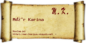 Már Karina névjegykártya